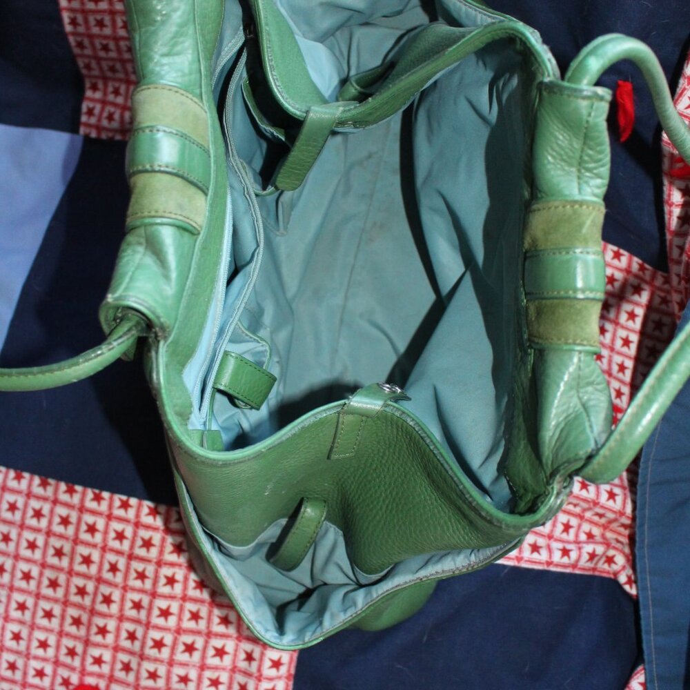 Vintage Cole Haan Green Leather Handbag Villager H04 Beautiful - Picture 7 of 9
